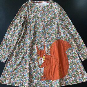 NWOT Mini Boden Squirrel Appliqué Dress Size 8-9